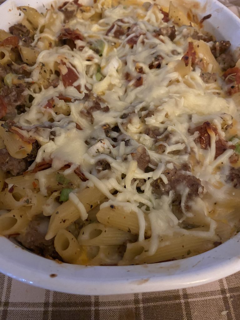 Four Cheese Pasta with Italian Sausage and Pepperoni