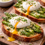 Poached Eggs & Asparagus toasts with Beurr Blanc