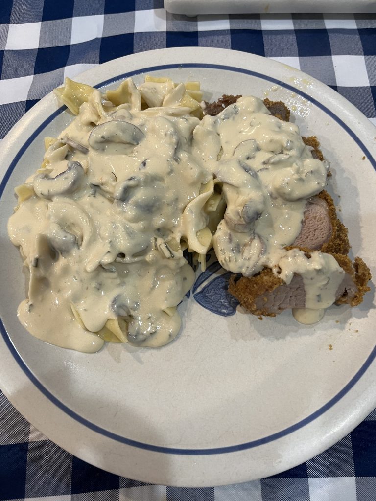 Pork with creamy mushroom sauce