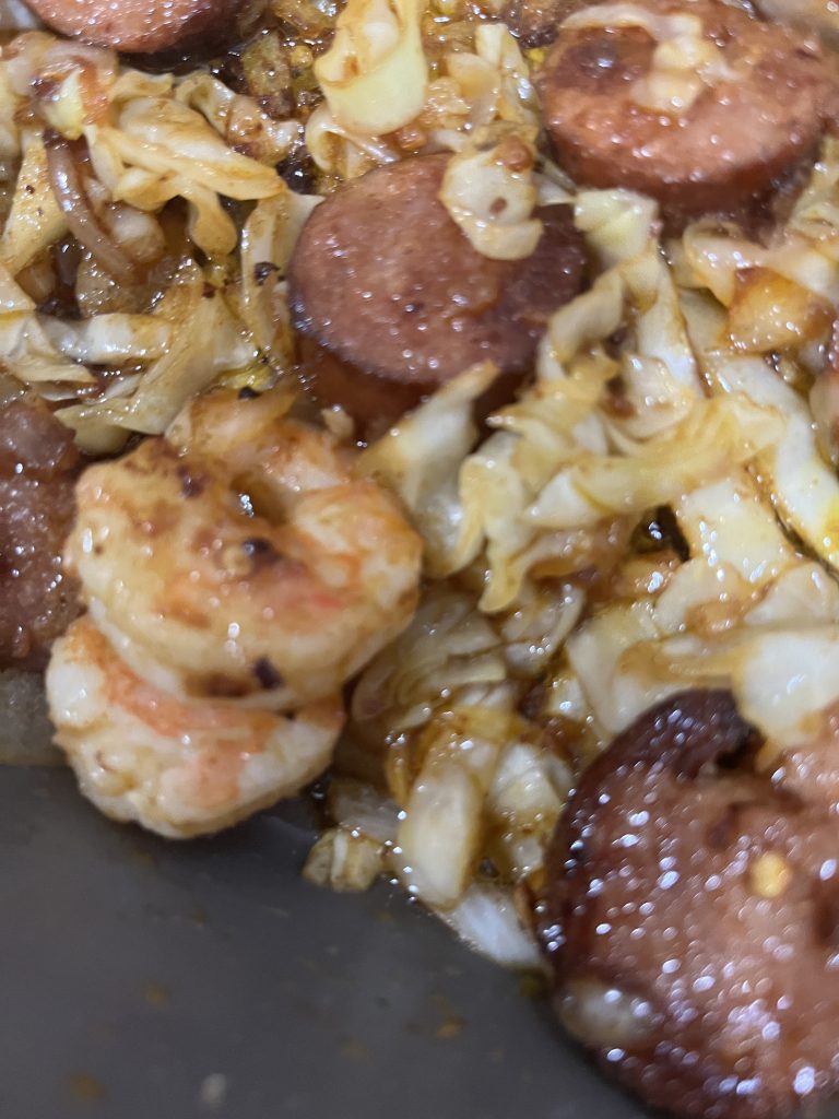 Shrimp and Sausage Cabbage Bowl with Rice