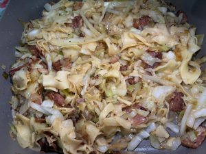 Fried Cabbage with Noodles and Bacon