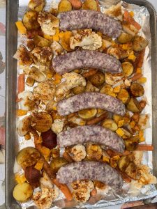 Oktoberfest sheet pan brats raw